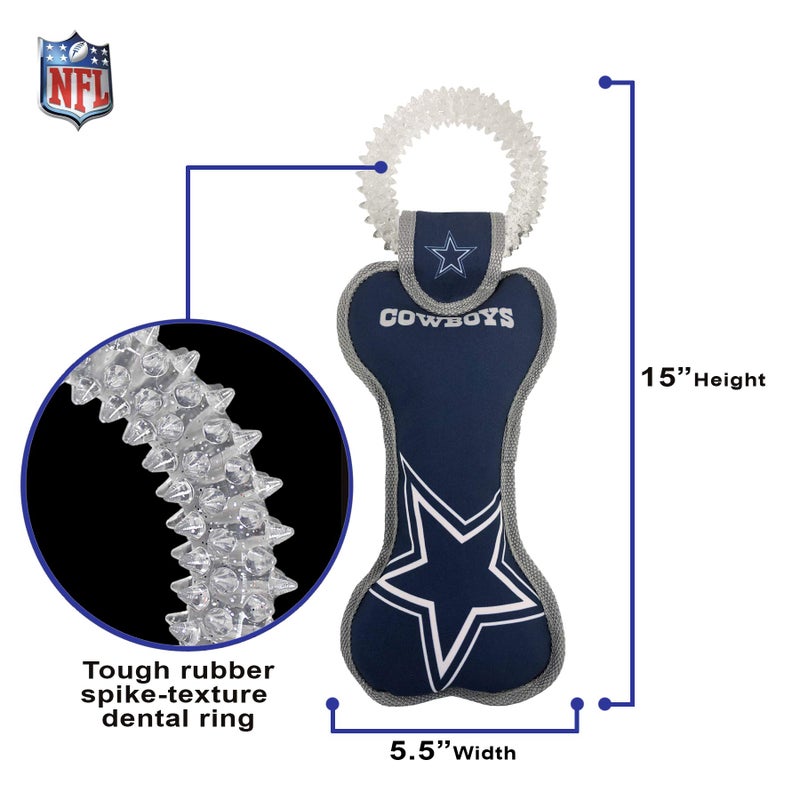 Pets First NFL Dallas Cowboys Dental Dog TUG Toy with Squeaker. Tough PET Toy for Healthy Fun, Teething & Cleaning Pet's Teeth & Gum., one Size, DAL-3310 - Image 5